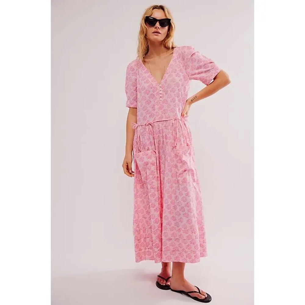 Free People  There She Goes Midi‎ Dress New Small